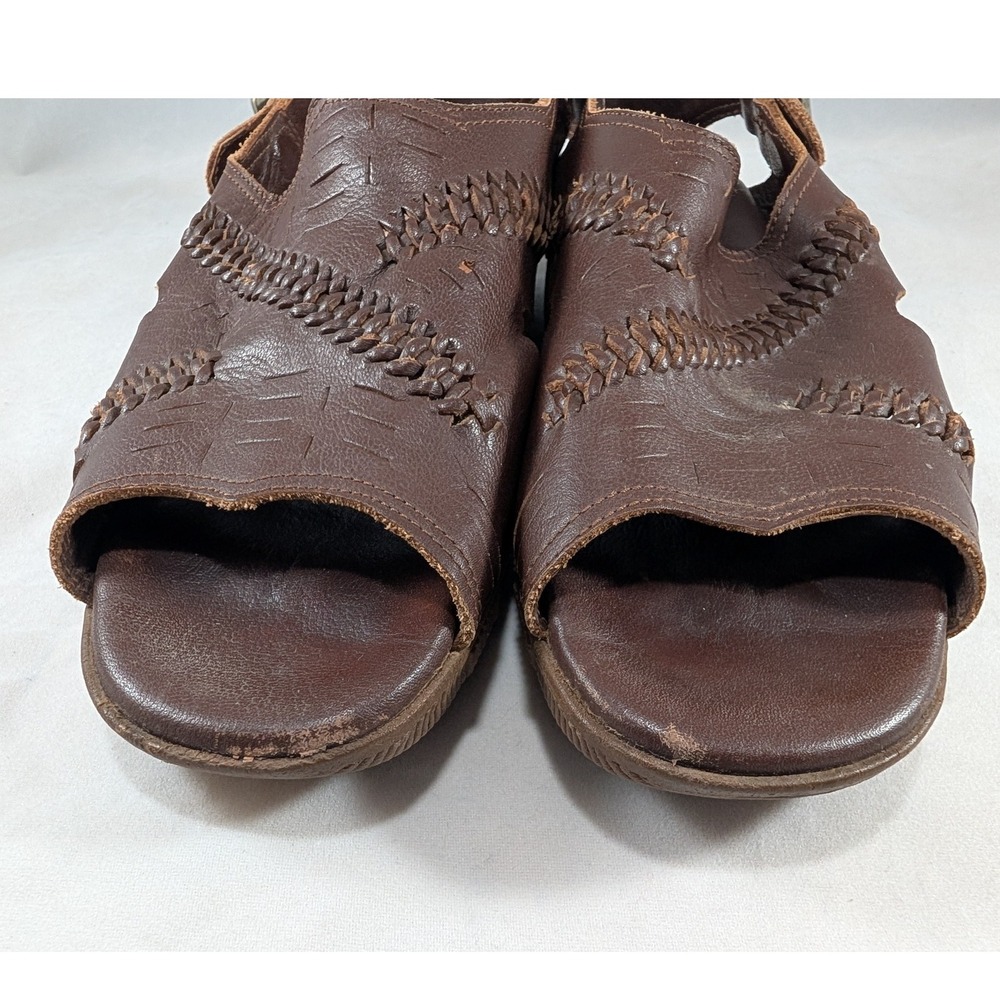 Famolare Brown Leather "Hi-Up" Wave Sole Sandals Woven Slingback Sandals Size 8M - Picture 6 of 11